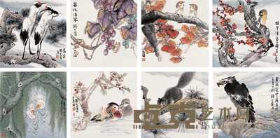 钱行健  花卉册 册页（十开选八） 33.5×33.5cm×10